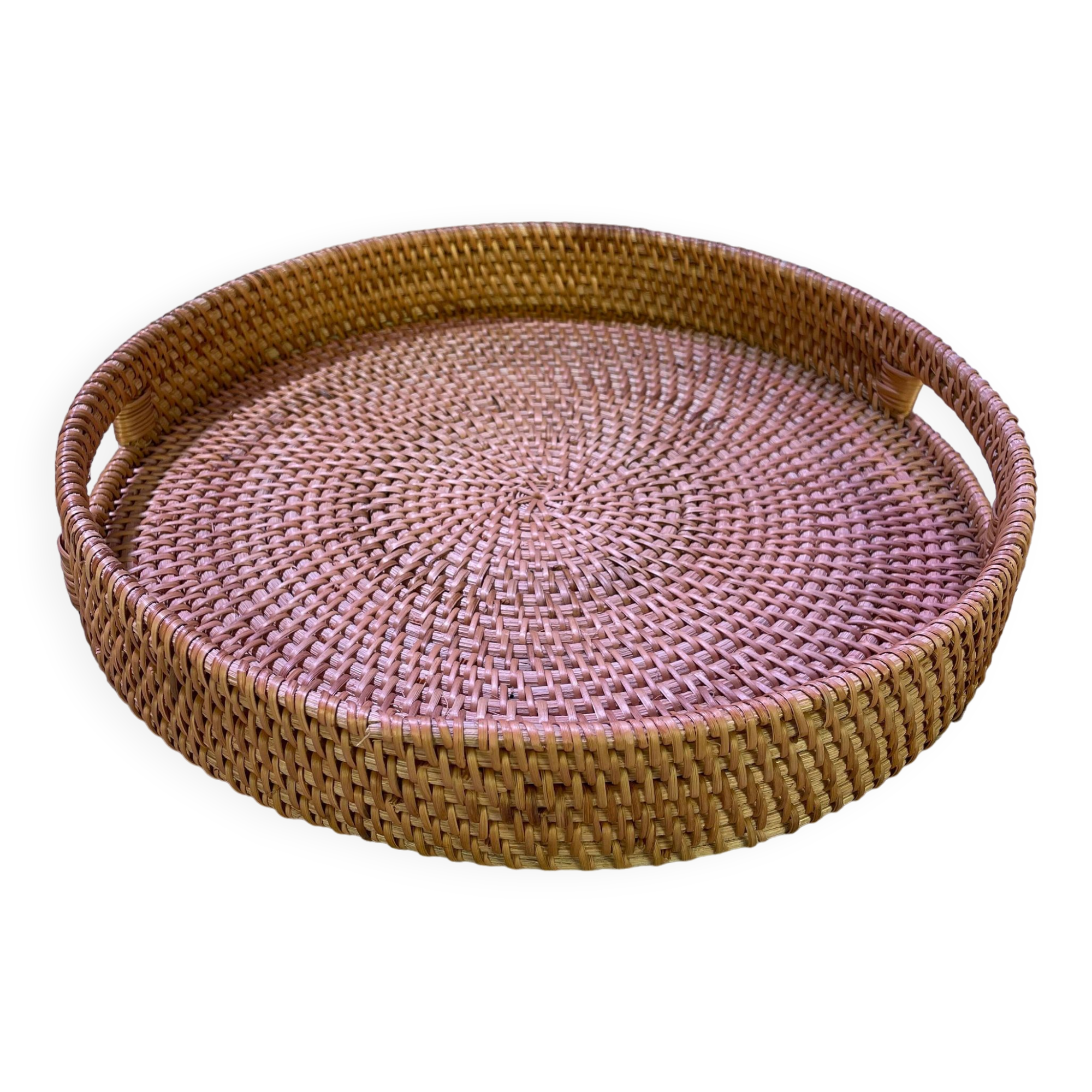Round wicker tray