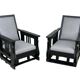 Important Pair Of Black Lacquered Rocking Armchairs Circa 1920 - 30