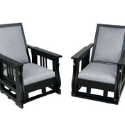 Important Pair Of Black Lacquered Rocking Armchairs Circa 1920 - 30