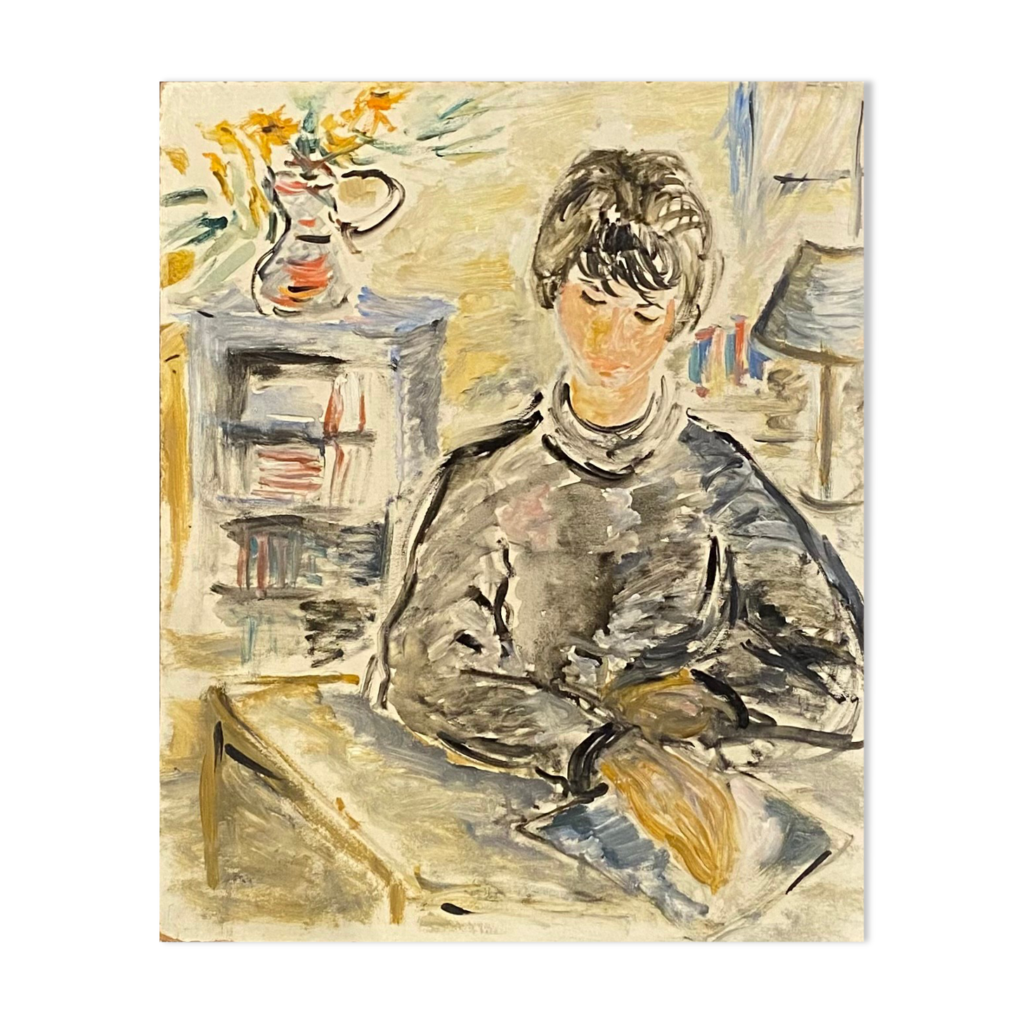 Portrait by Raya Safir Oil on cardboard