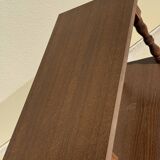 Sellette en bois contreplaqué brun pieds tournés sur roulettes