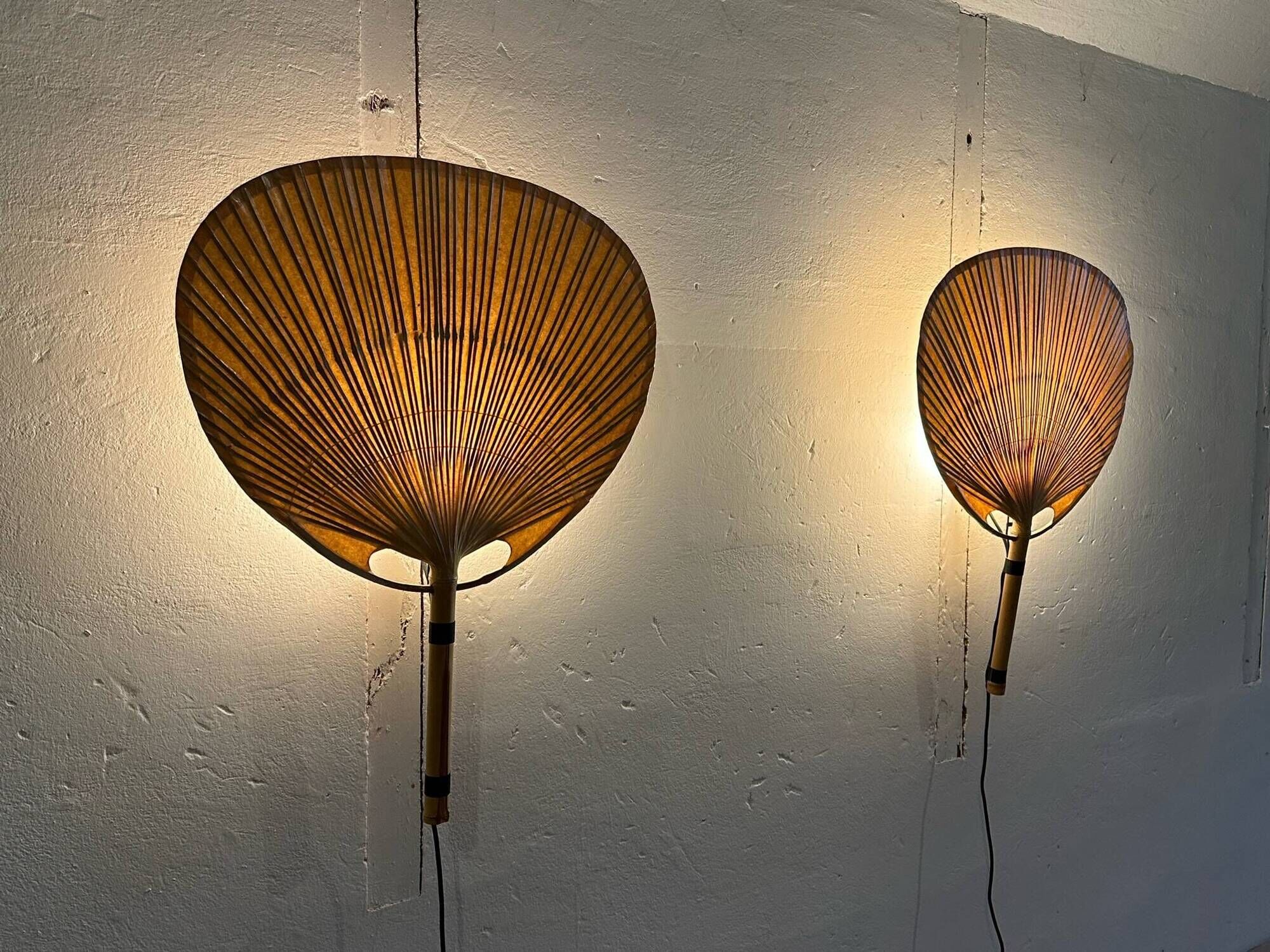 Pair Of Ingo Maurer Uchiwa III Wall Lamps For M-Design, 1973