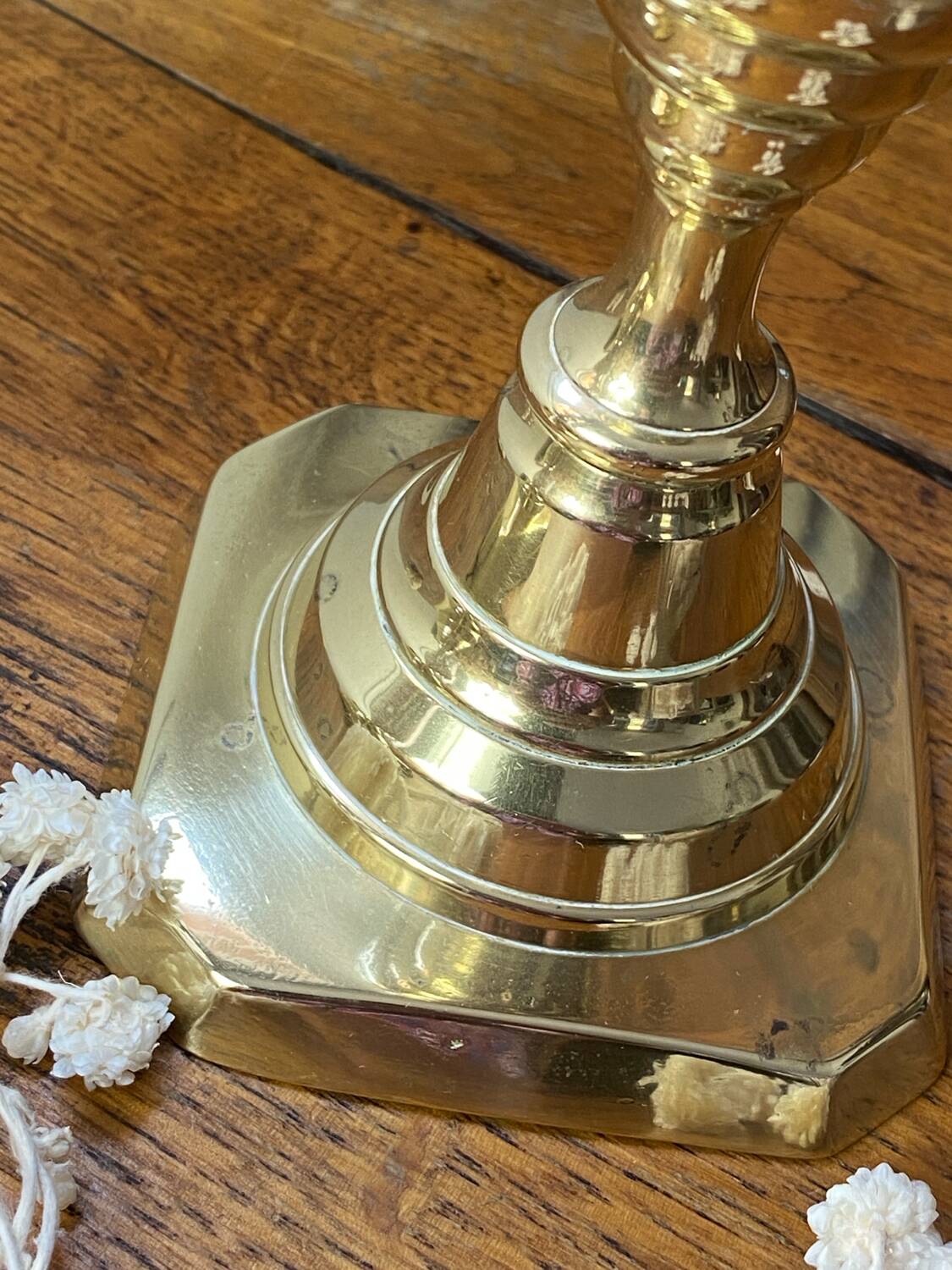 Pair of solid brass candlesticks, Georgian style