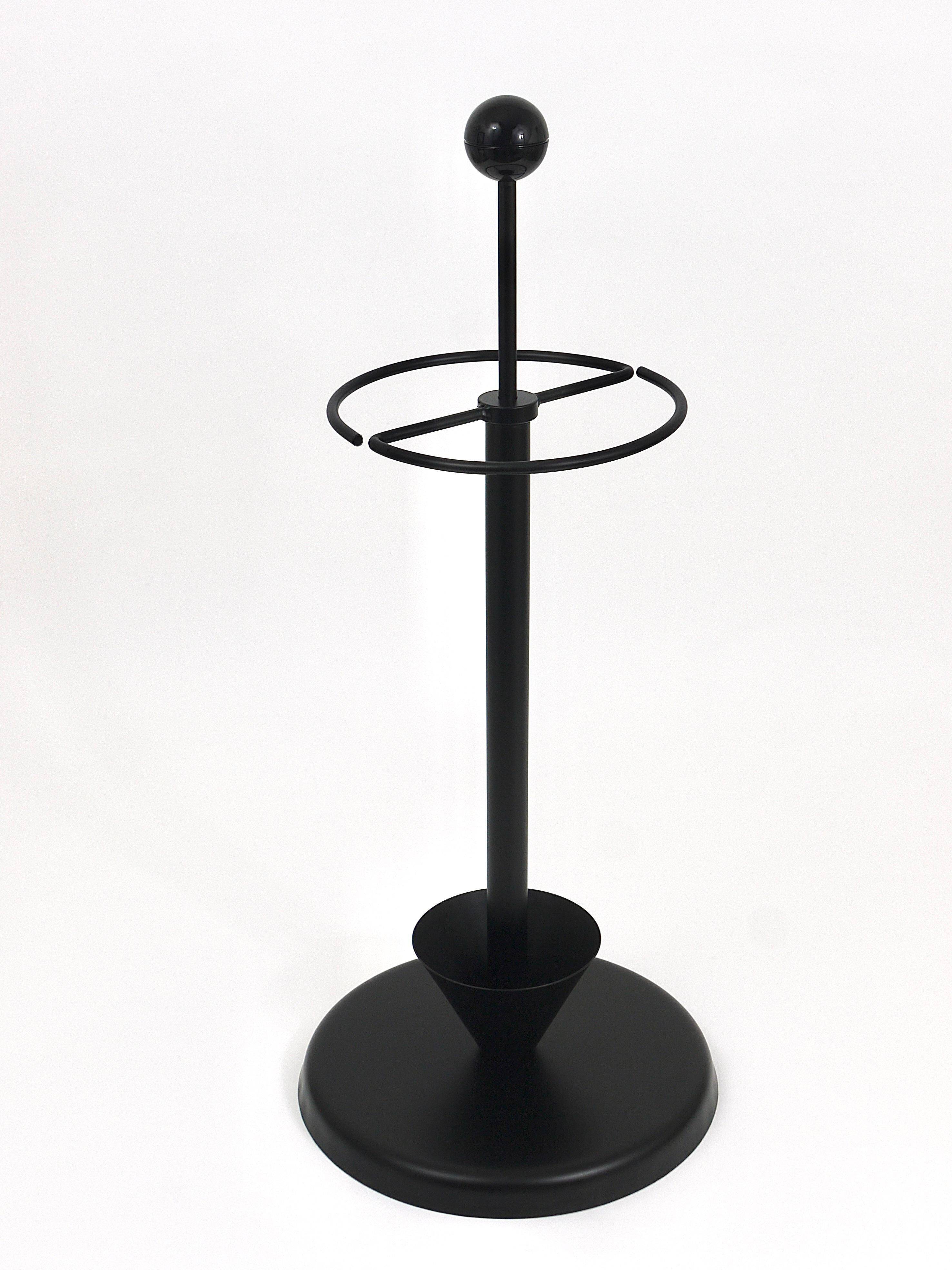 Porte-parapluie noir post-moderne Castiglioni style Memphis, Italie, années 1980