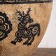 Antique Chinese papier-mâché basket with black papercuts – China, circa 1930