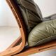 Scandinavian armchair Rybo Rykken Solheim green leather teak