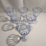 Blue crystal wine glasses x6