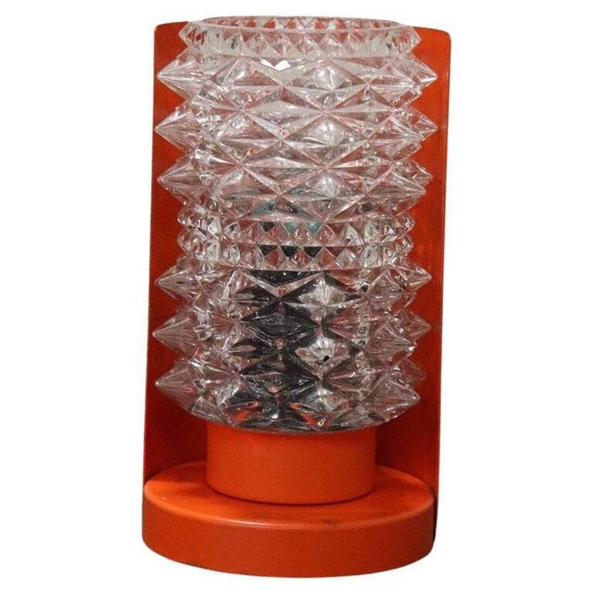 Murano Glass and Orange Metal Table Lamp, Italy, 1950s