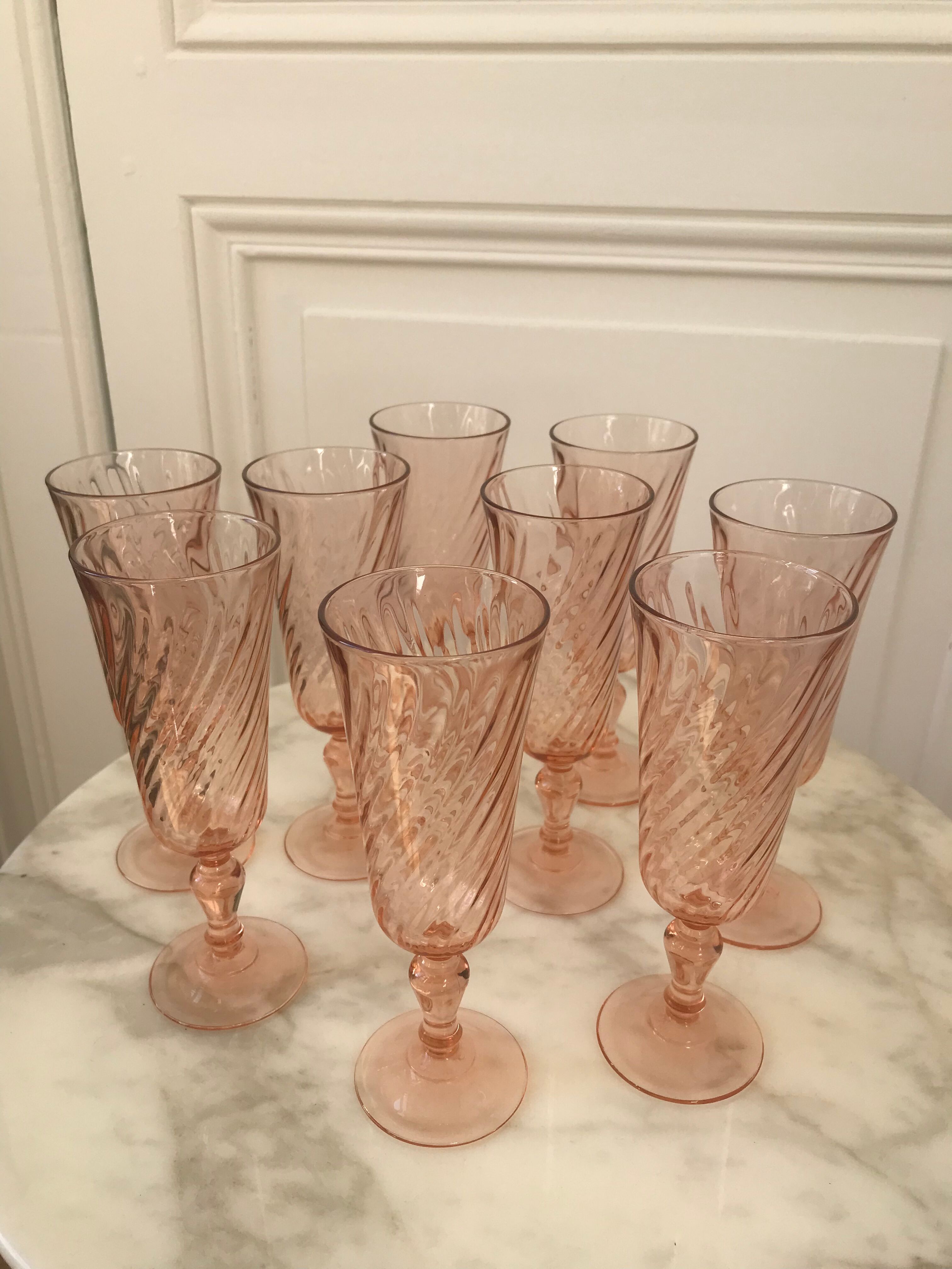 Series of 9 champagne flutes Rosaline