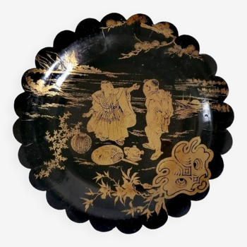 Napoleon III plate boiled cardboard Japanese decor