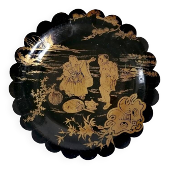 Napoleon III plate boiled cardboard Japanese decor