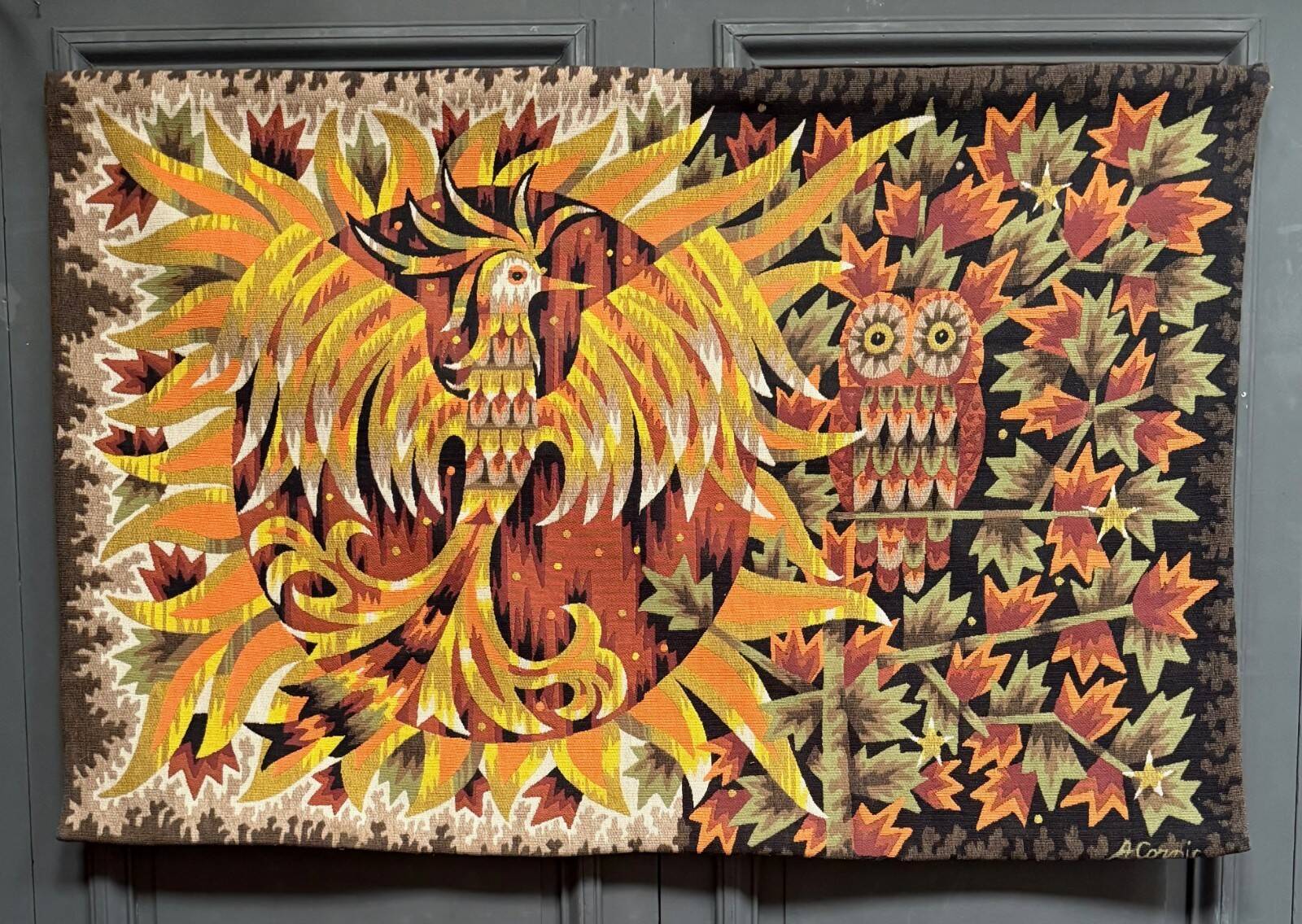 Tapisserie à l'oiseau par A. Cornic, XXe s.