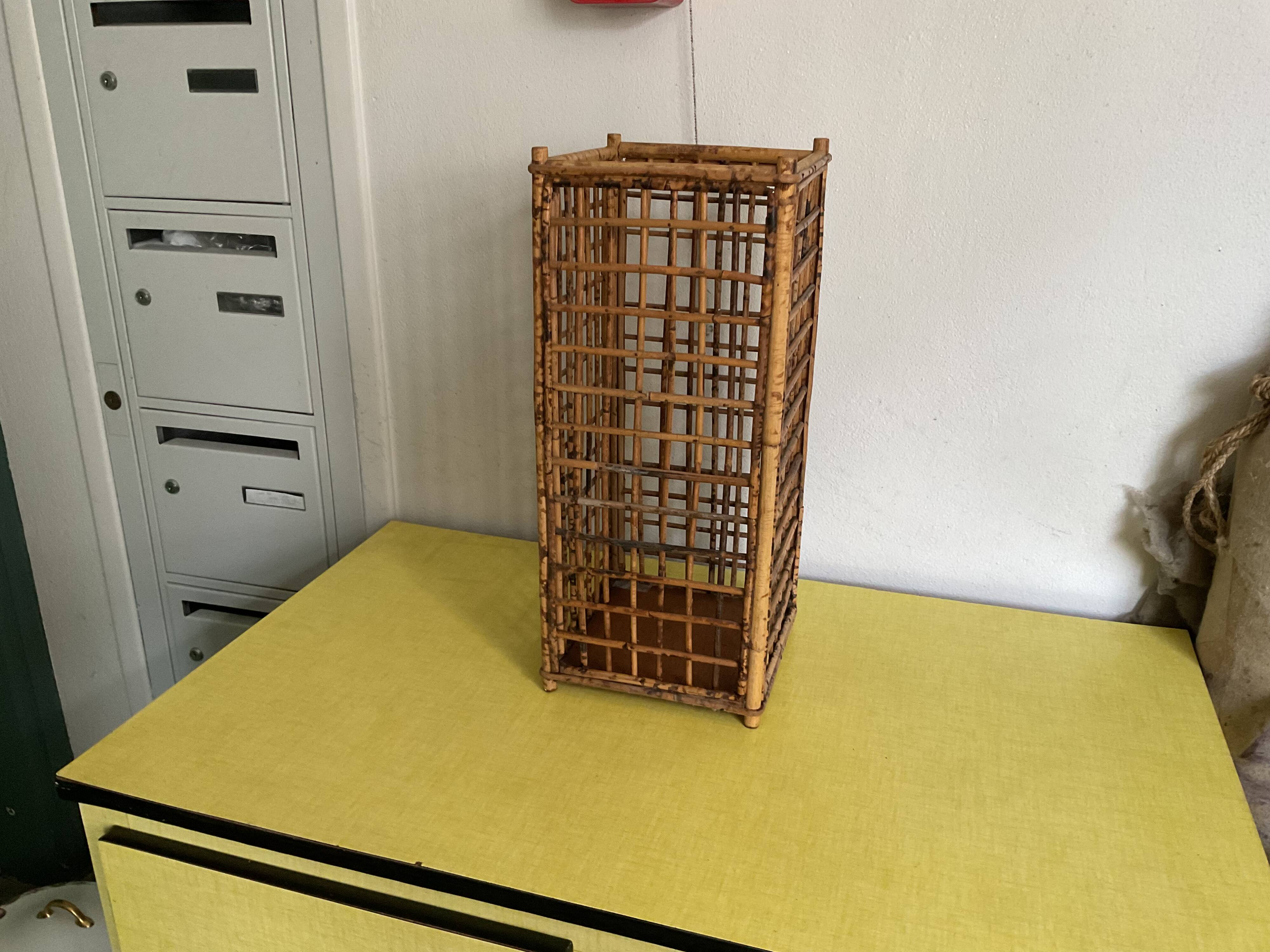 Wicker rattan umbrella stand CIRCA 1970