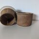 brown stoneware water butter dish