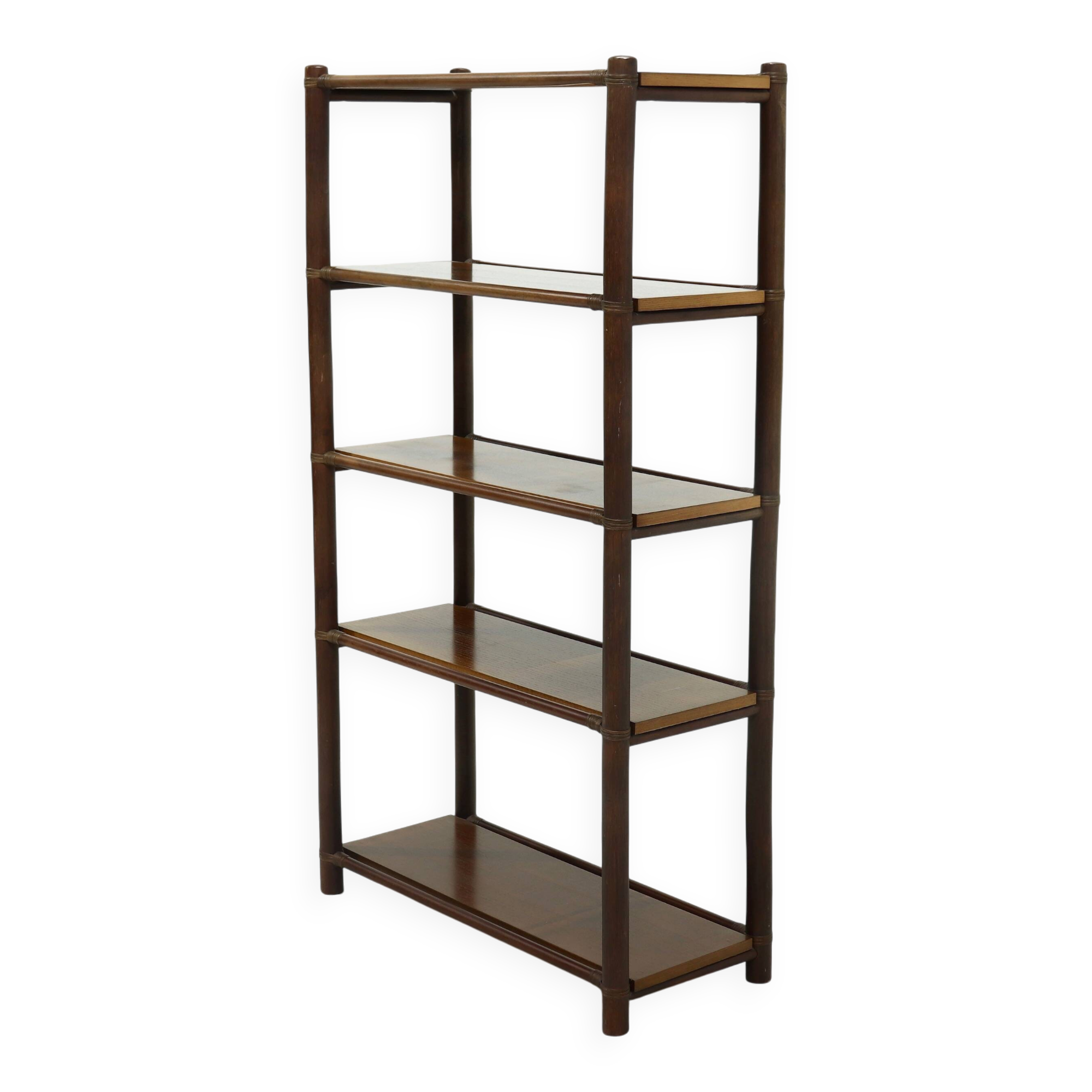 Mid-Century Bamboo and Teak Bookcase Room Divider 1970s
