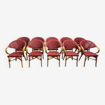 Suite of 12 garden armchairs - bistro 1960