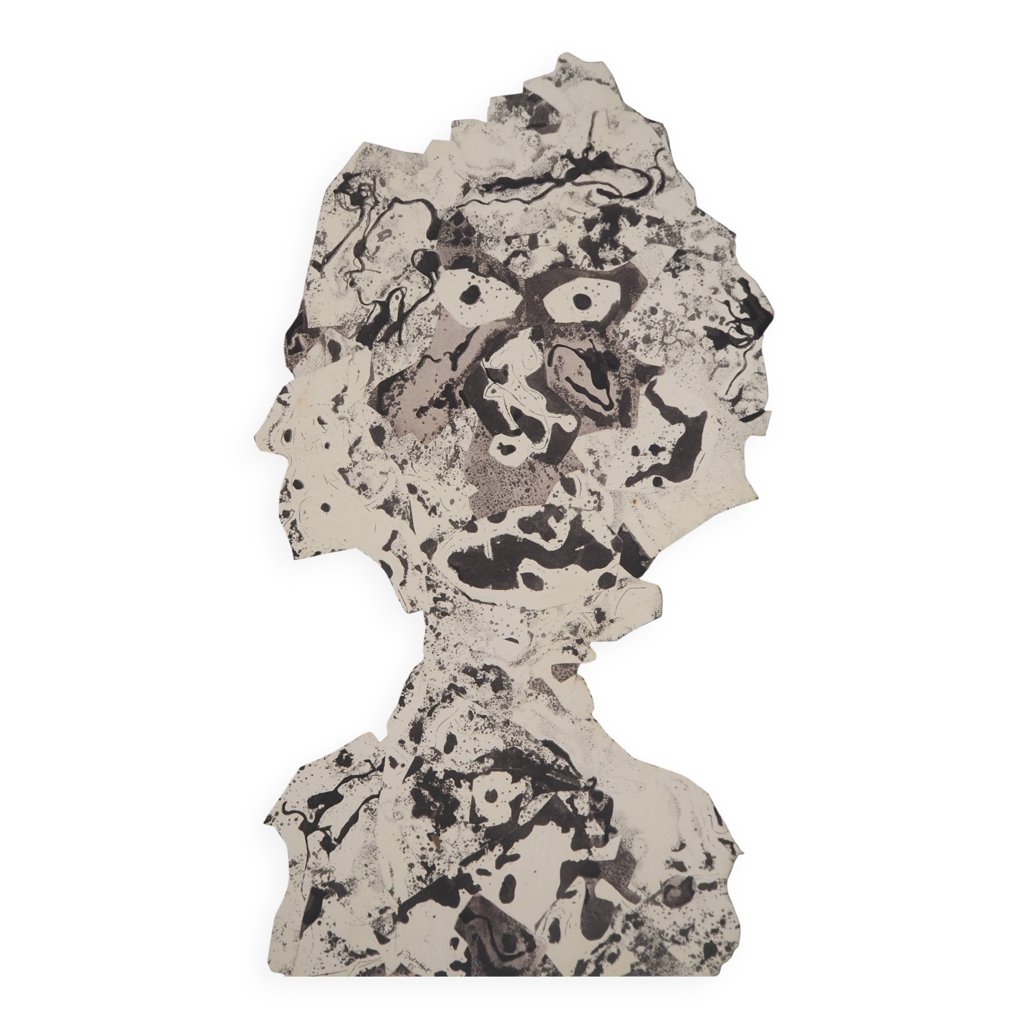 jean dubuffet: portrait - lithograph and stencil