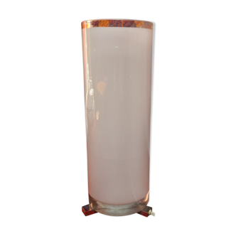 Italian cylindrical lamp in thick glass and bronze base 50s