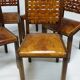 6 chairs brutalist 50s leather and wood