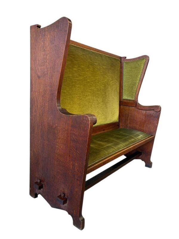 Banc vert en bois antique / banc