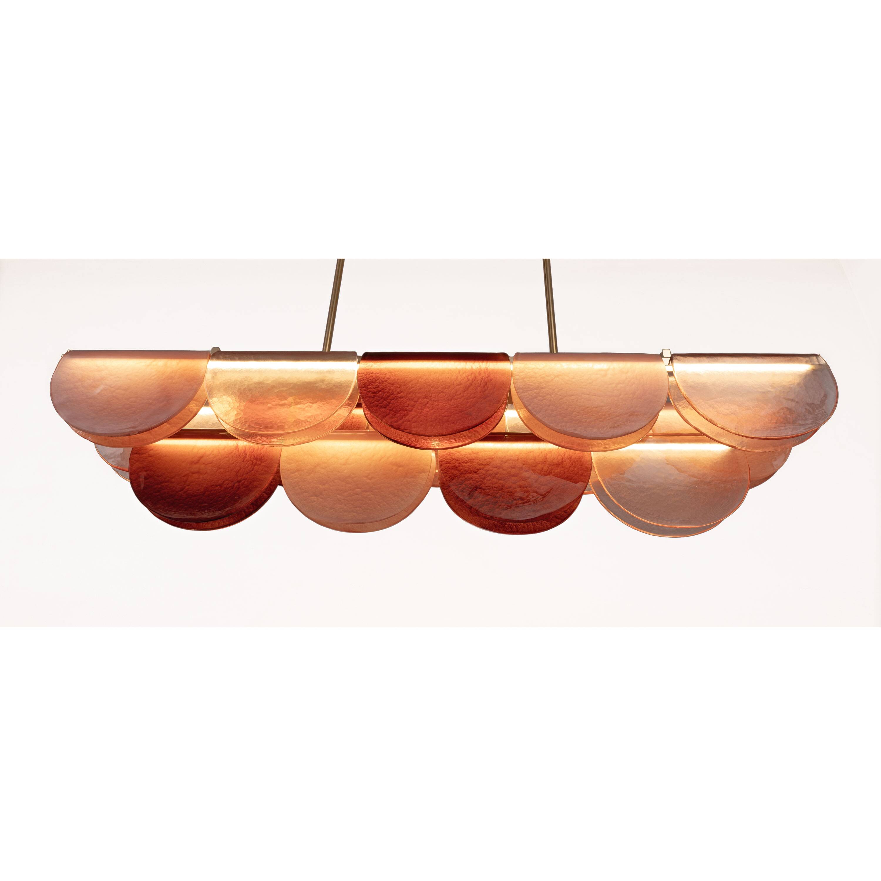 Italian Murano Glass and Brass Modular Linear Chandelier in Pink and Red