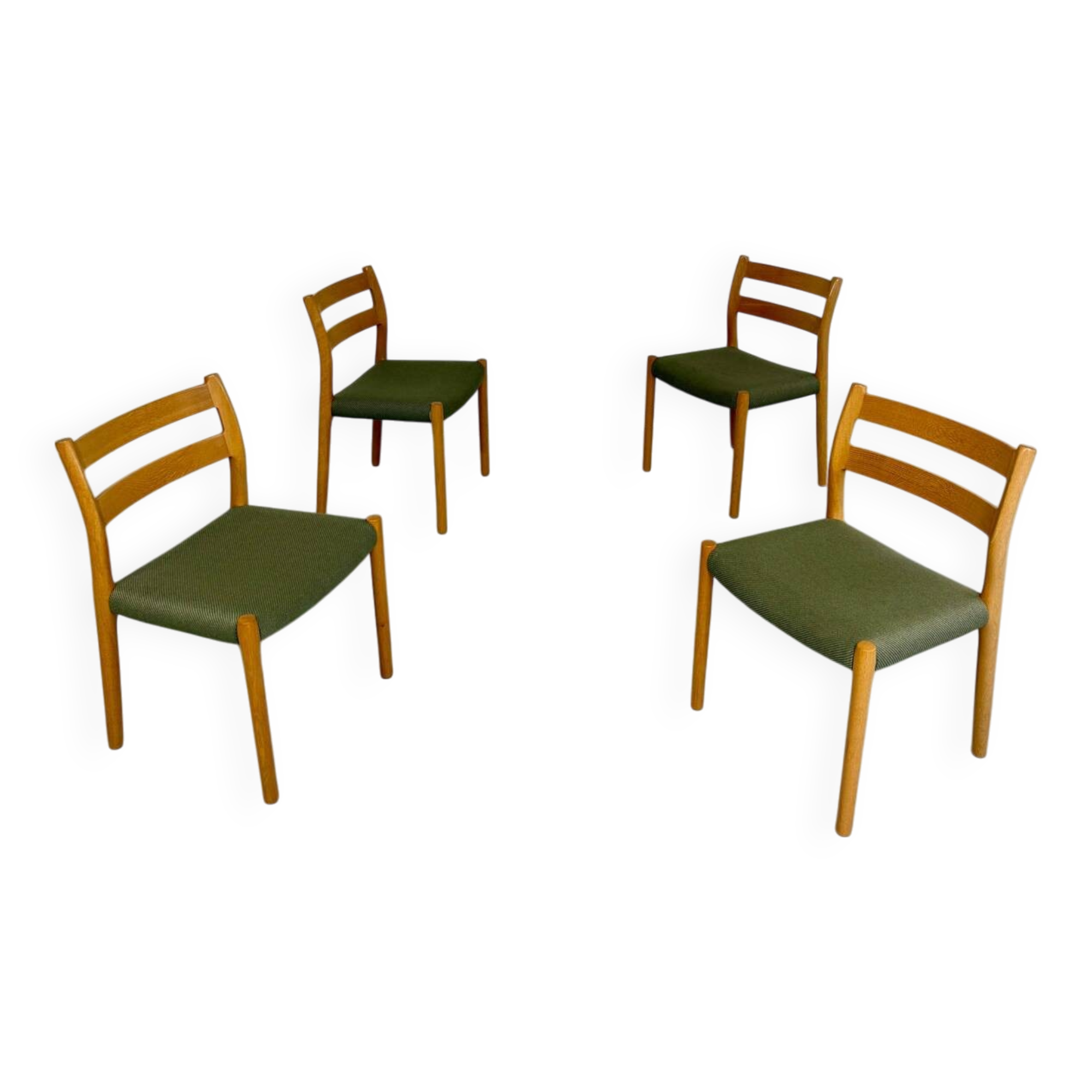 Set of 4 beech chairs designed by Niels Otto Møller, solid vintage beech