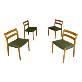 Lot 4 chaises en hêtre design Niels Otto Møller hêtre massif vintage