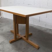 Rare set de 6 tables Baumann 1990, 80x120 et demi lune 120cm