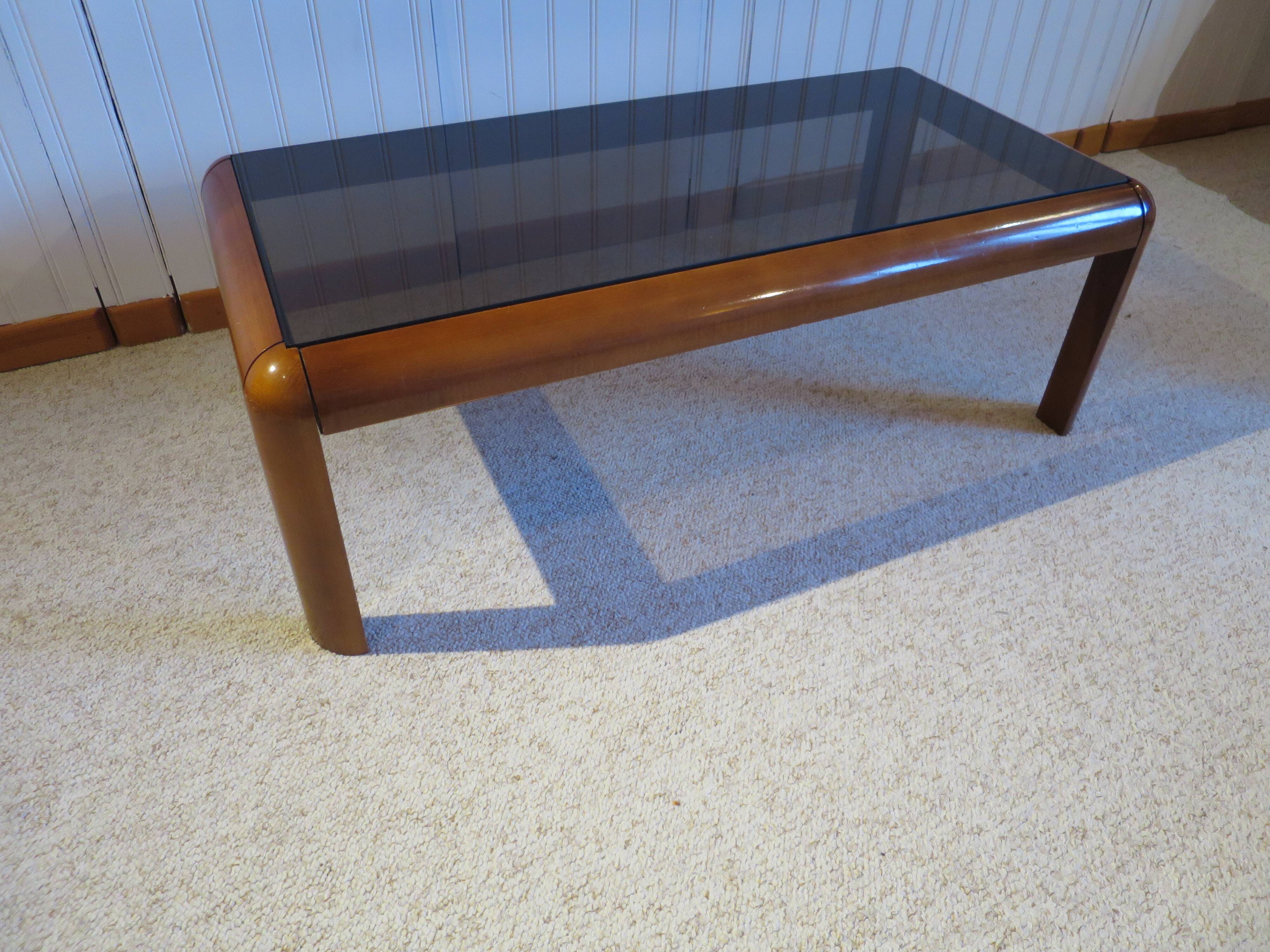 Cherry and glass coffee table