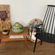 Armchair with armrests and Scandinavian bridge slats