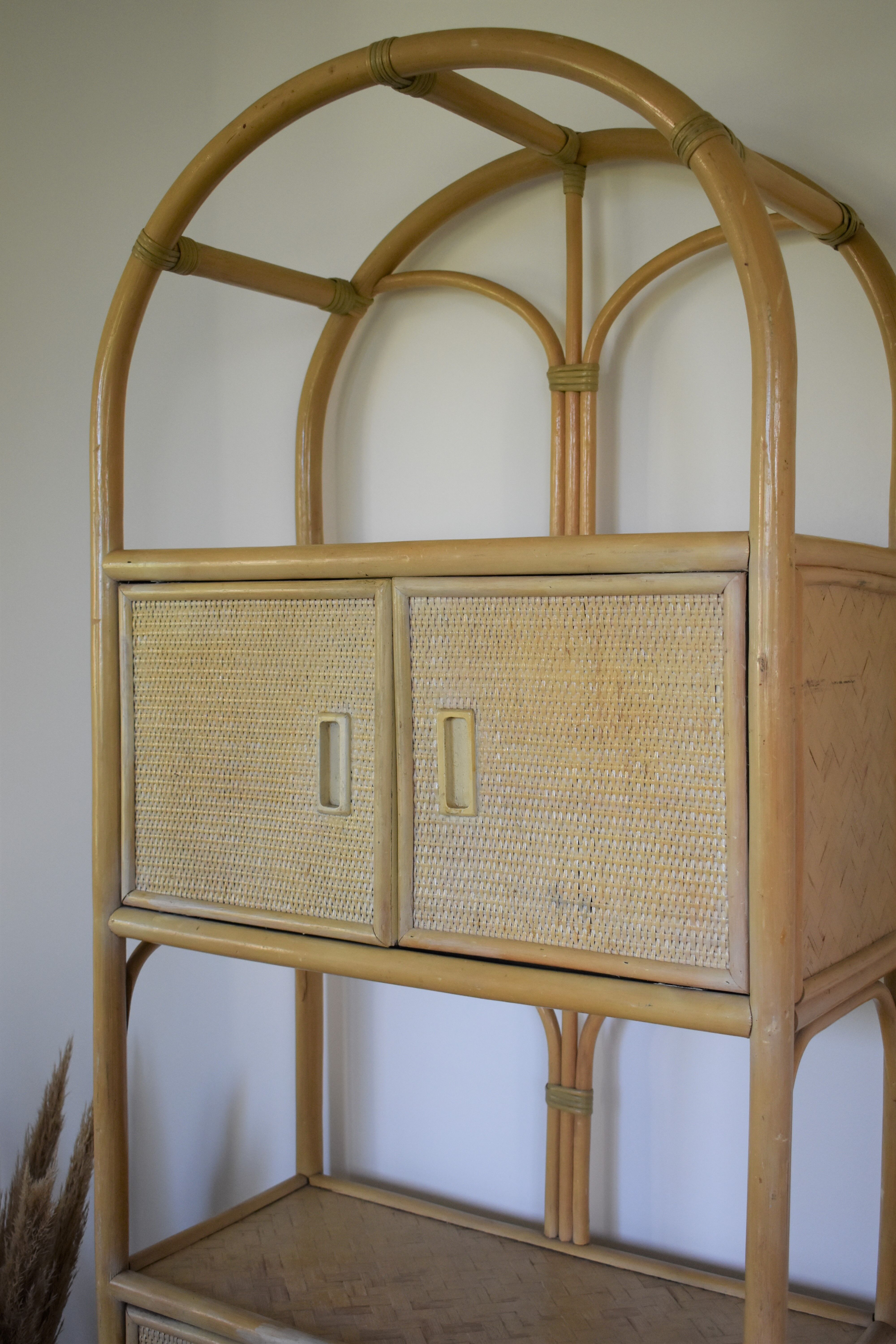 High shelf in vintage rattan