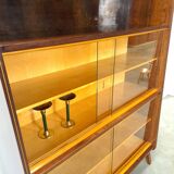 Donker vintage fineer design vitrinekast Jirak, boekenkast