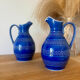 Ensemble de deux petits pichets 33 cl en céramique bleue
