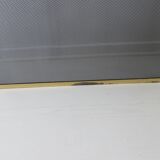 Fire screen, 3-panel brass spark screen for fireplace, modernist, minimalist, 1970