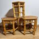 Vintage Boho Mid Century Bamboo Hexagonal Side Coffee Tables Flower Stools