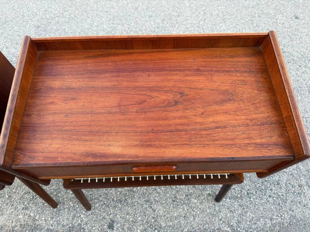 Danish teak bedside tables with rope shelves, 1967, set of 2