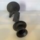 Brutalist black cast iron fish candle holder