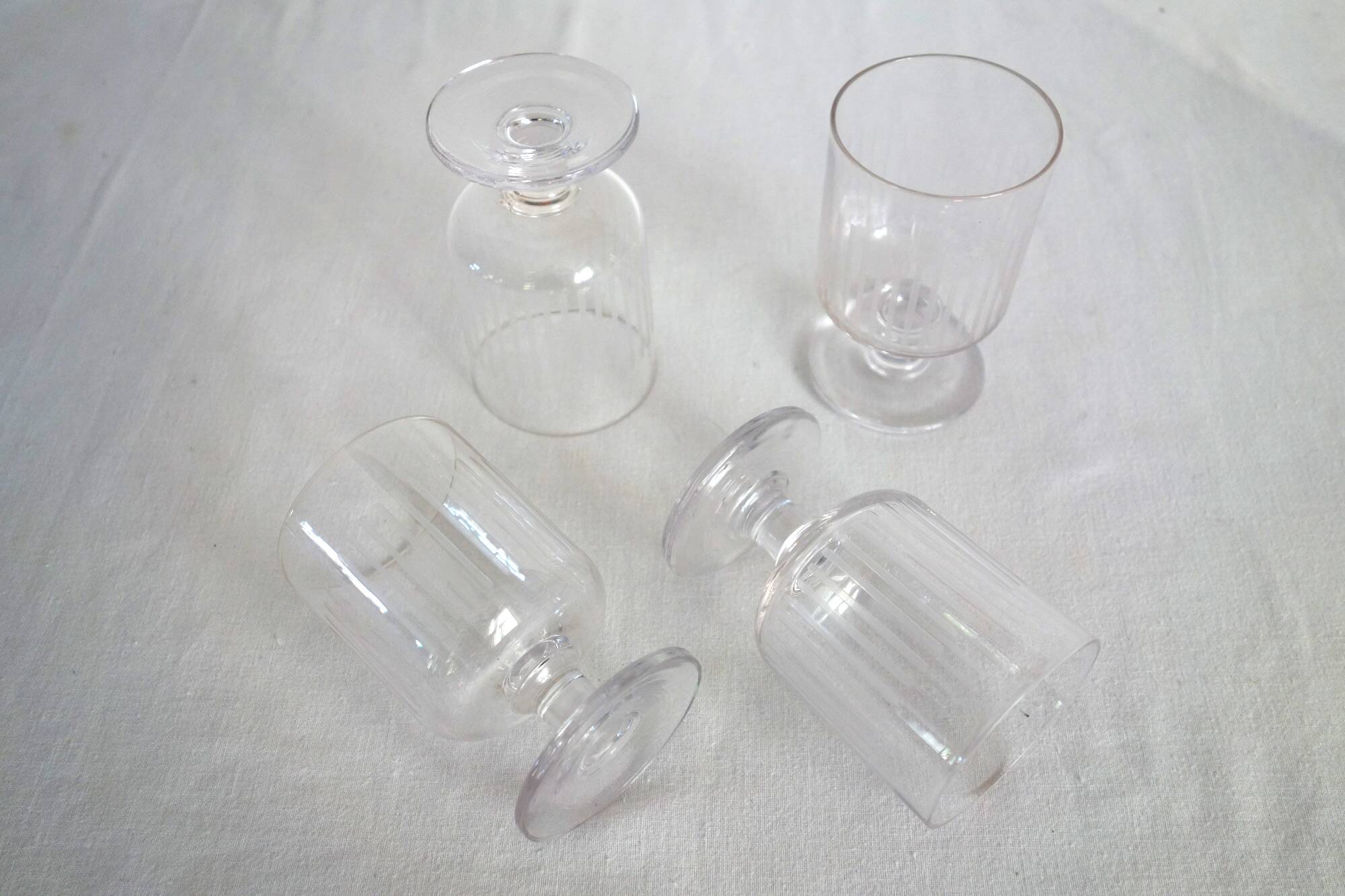 Set of 6 vintage cut crystal wine glasses.