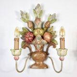 Pair of Italian hand-carved and painted wooden sconces