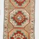Red Cream Oriental Turkish Vintage Rug, 39x84Cm