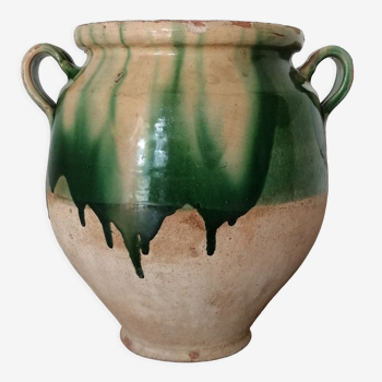 Green glazed confit pot, from the South West 19th century