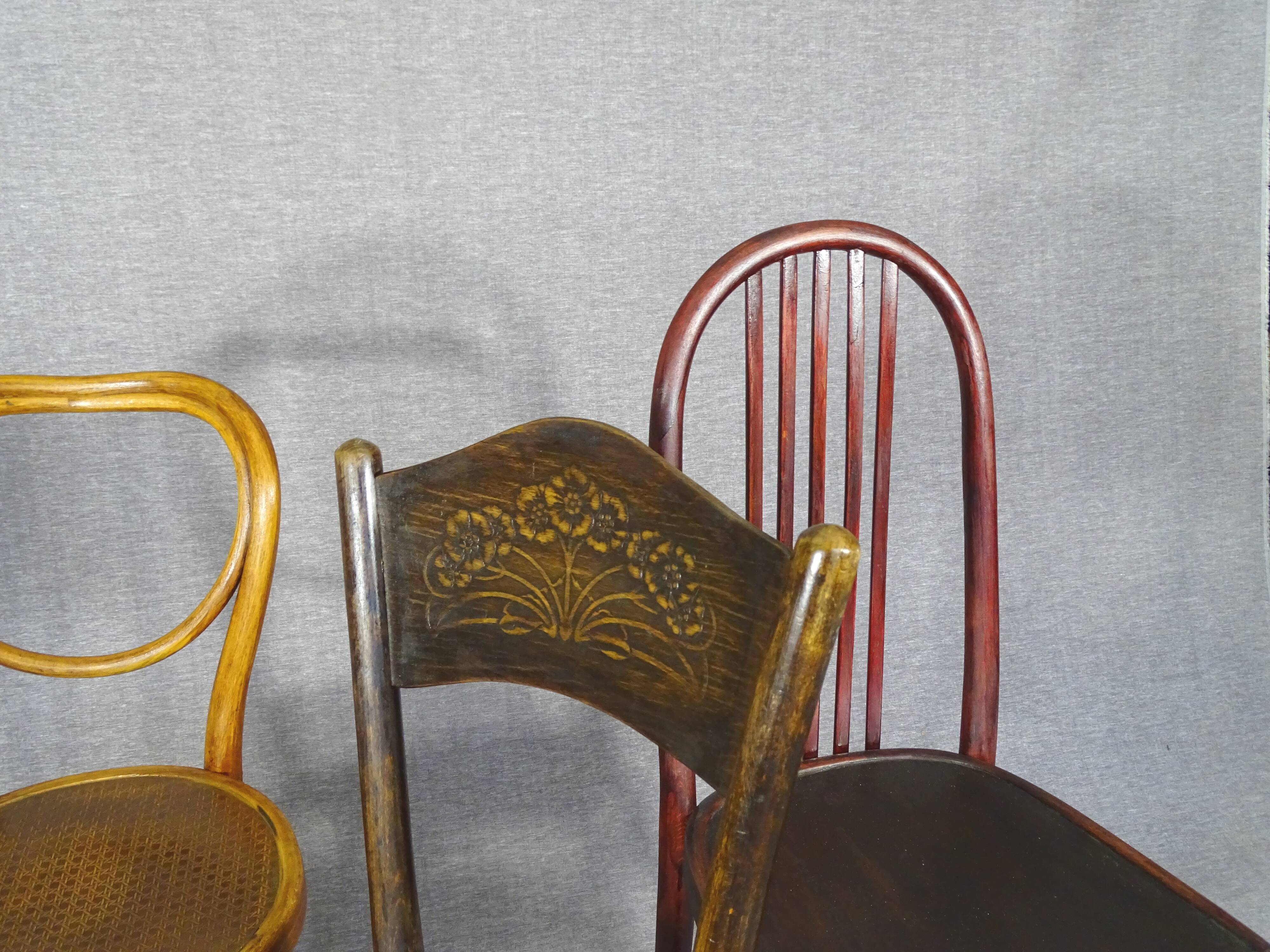 Set of 4 bistro chairs 1910/1930 curved wood, thonet, fischel etc