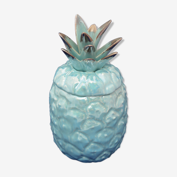 Pineapple-shaped candy, light blue porcelain, silver leaves