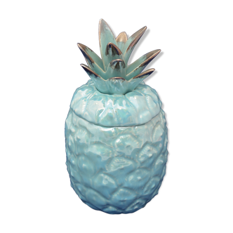 Pineapple-shaped candy, light blue porcelain, silver leaves