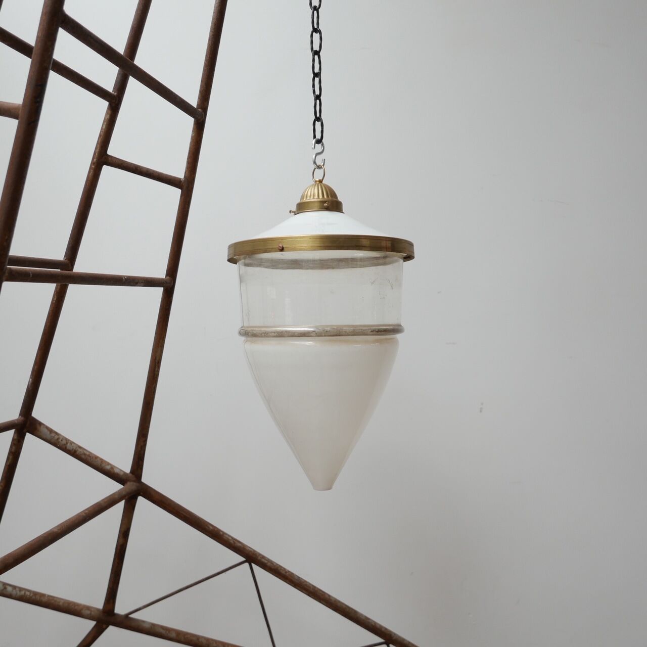 German Antique Three Part Large Pendant Light
