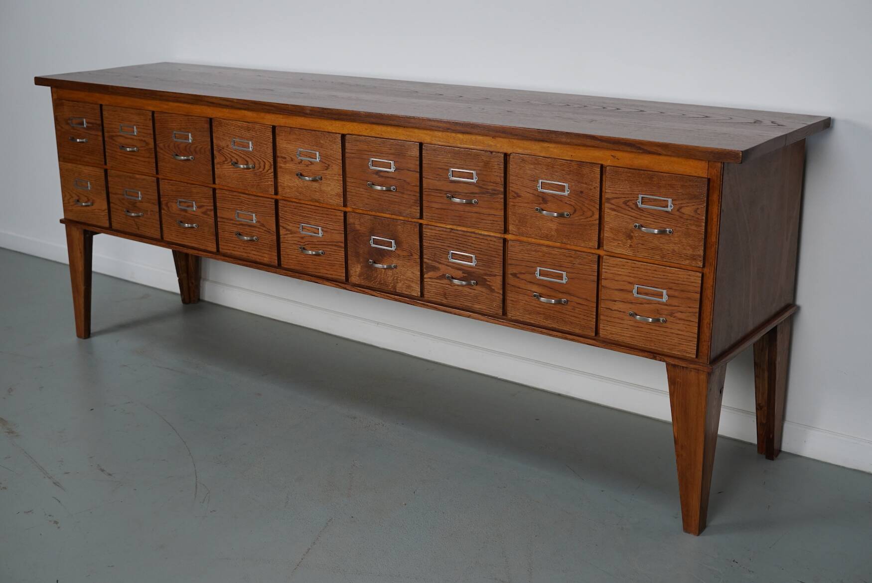 Vintage Dutch Oak Apothecary Sideboard / Filing Cabinet, 1950s