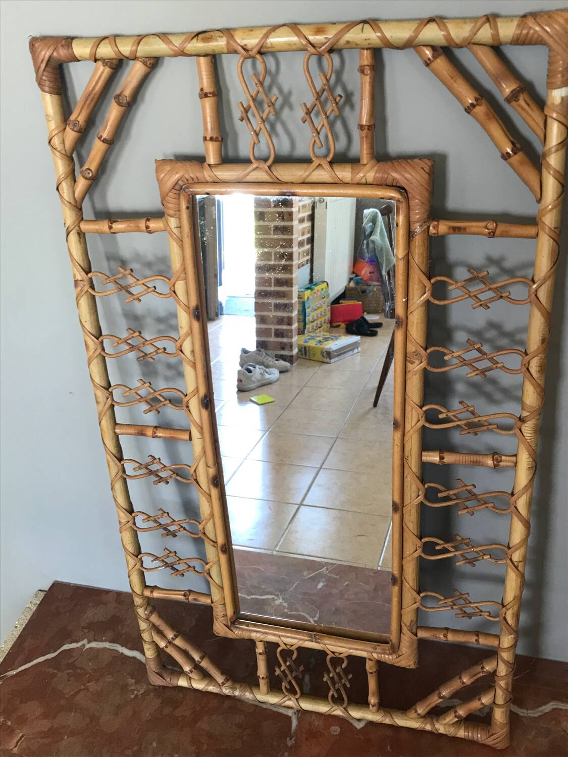 Bamboo rattan mirror design 1960 Chinoiserie