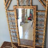 Miroir en rotin bambou design 1960 chinoiserie
