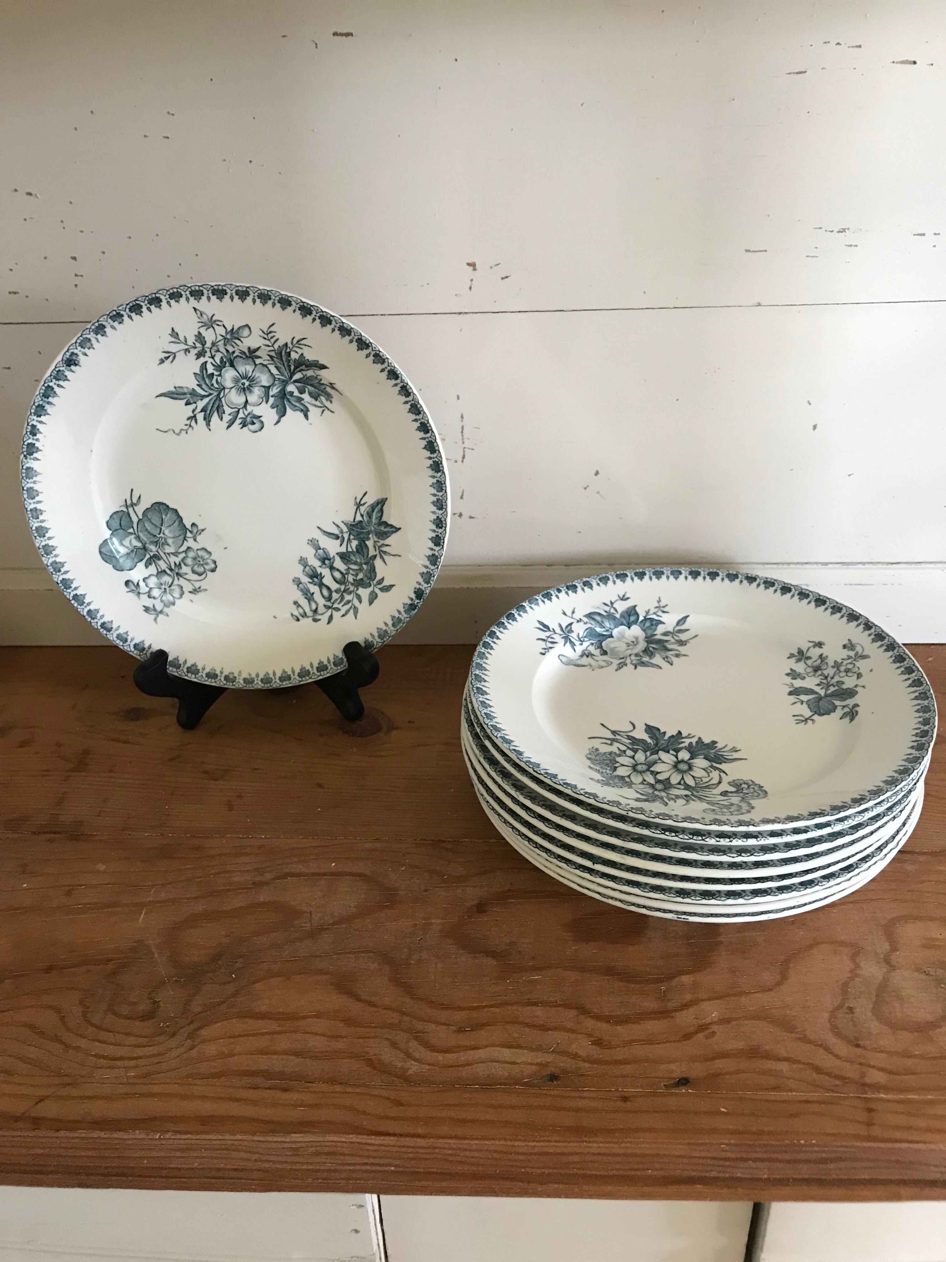 Lot of 9 old dessert plates