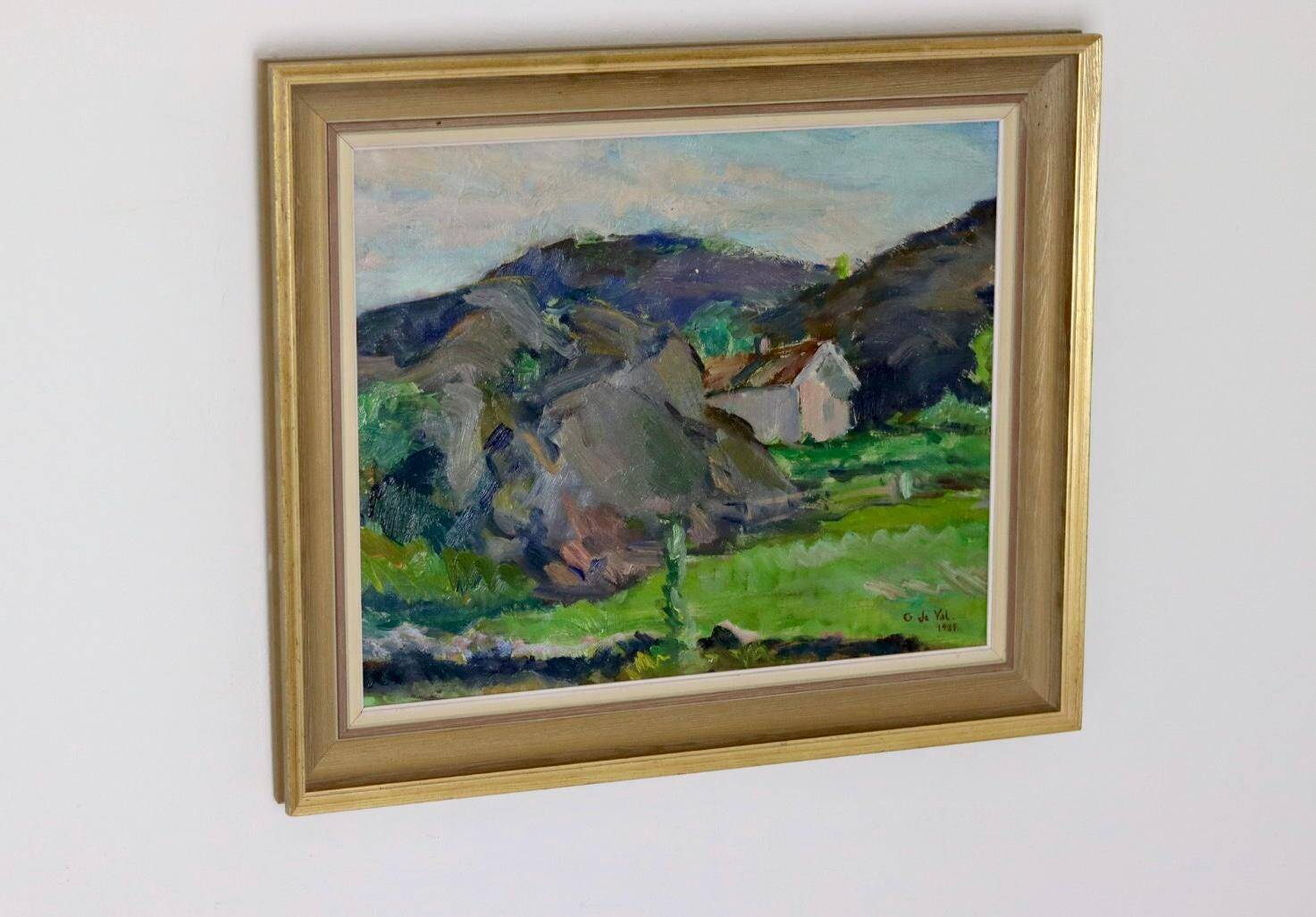Original Early Century Swedish Oil On Canvas Painting" Abstract Landscape " by Gertrud de Val